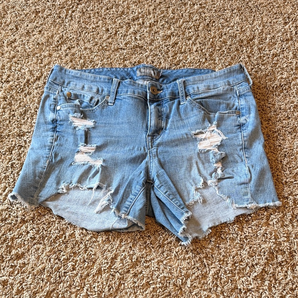 Torrid Light Blue Distressed Jean Shorts